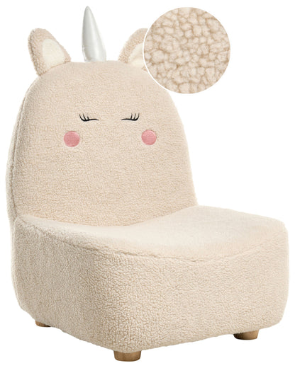 Unicorn Kids Chair Light Beige Boucle Upholstery