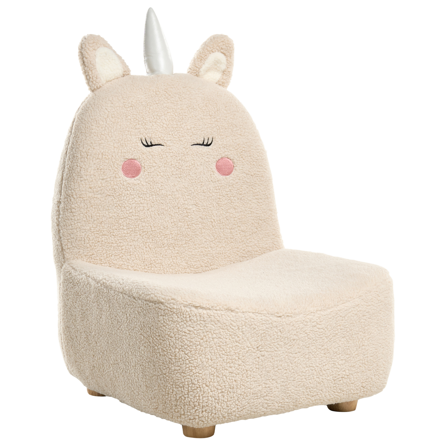 Unicorn Kids Chair Light Beige Boucle Upholstery