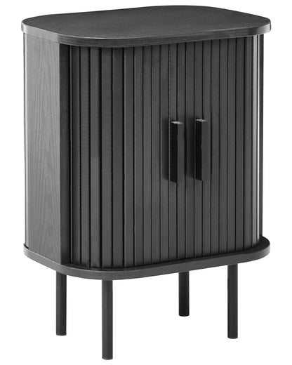 Aurora Home Nightstand Bedside Table Black Two Sliding Doors 40x30cm