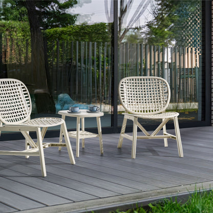 Garden Bistro Set Outdoor Off White Table And Low Chairs