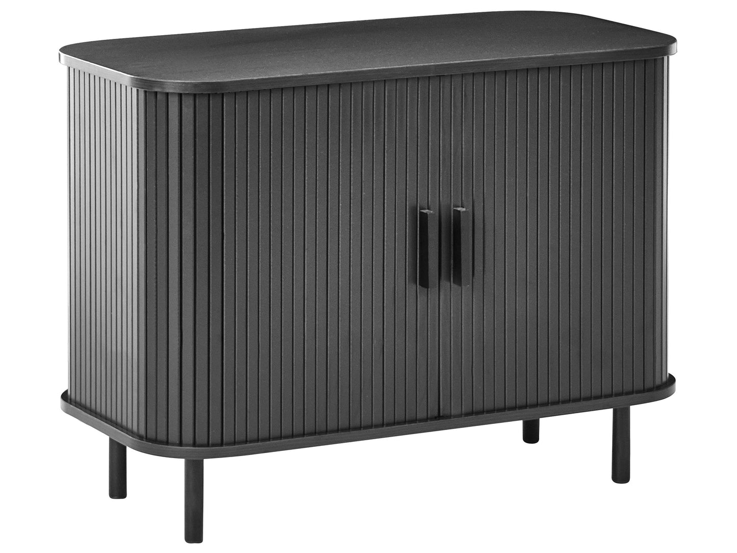 NovaHome Sideboard Black MDF Metal Sliding Cabinet Living Room