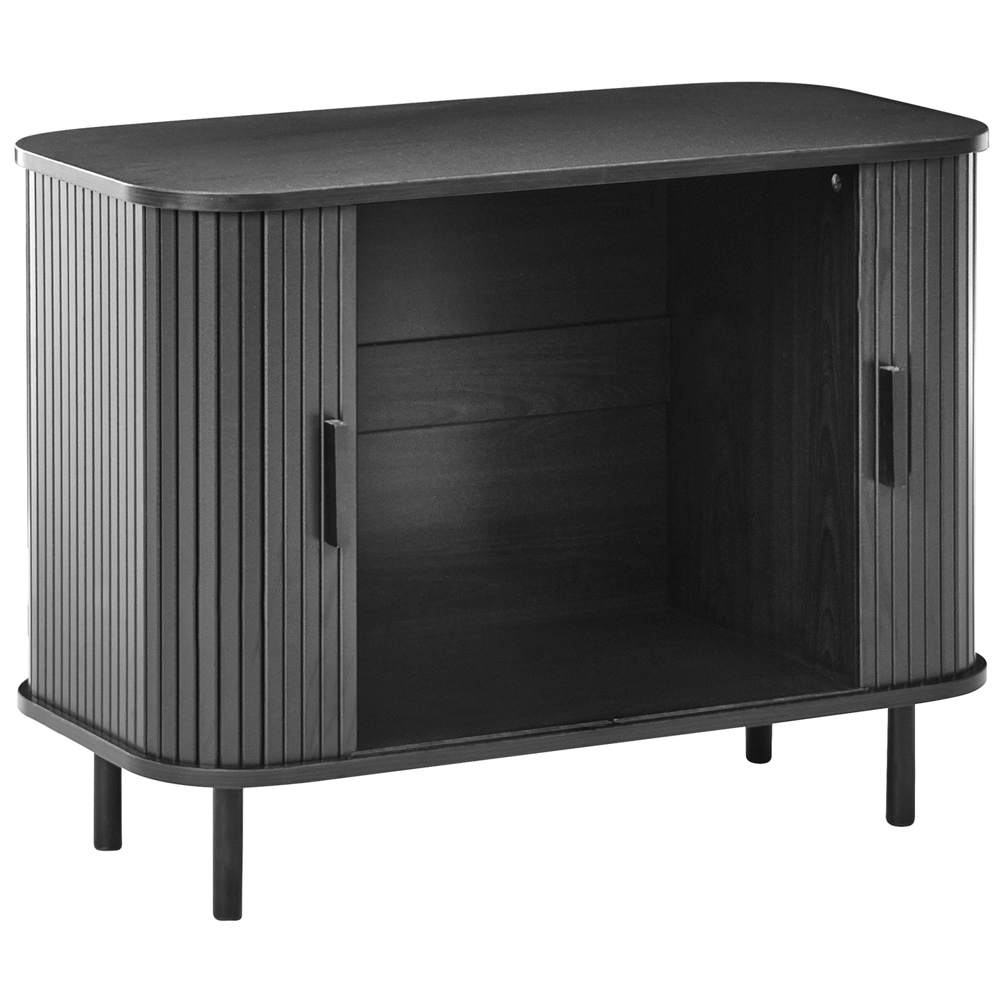 NovaHome Sideboard Black MDF Metal Sliding Cabinet Living Room