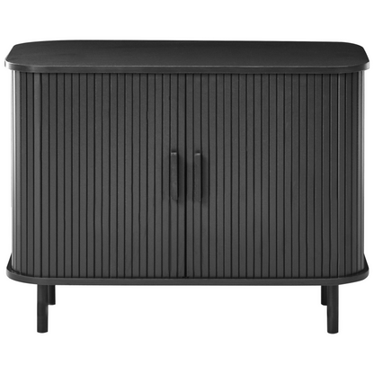 NovaHome Sideboard Black MDF Metal Sliding Cabinet Living Room