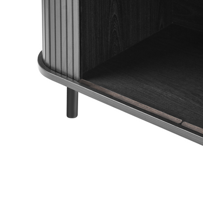 NovaHome Sideboard Black MDF Metal Sliding Cabinet Living Room
