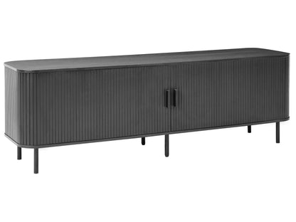 MiraHome TV Stand 54 Inch Black MDF Metal Legs Retro Sliding Cabinet