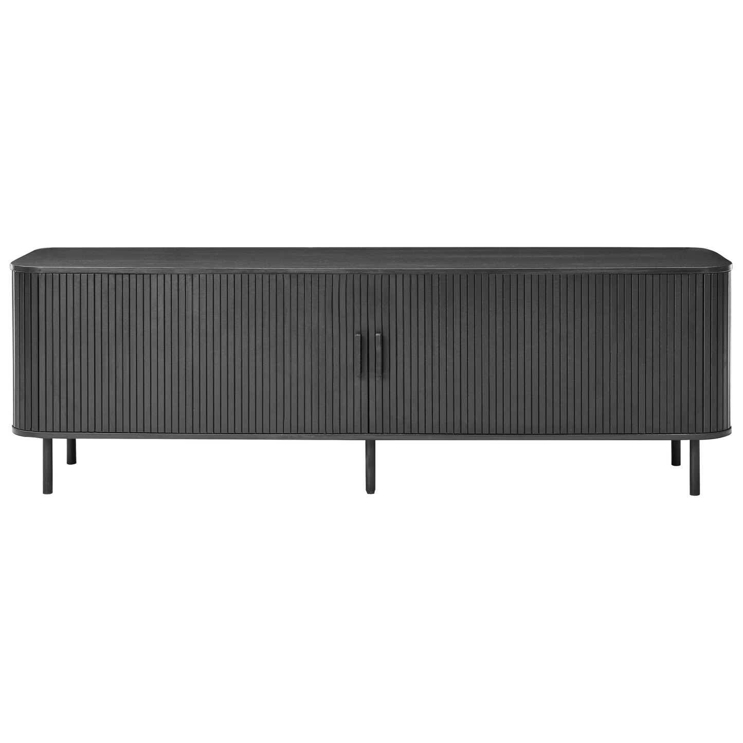 MiraHome TV Stand 54 Inch Black MDF Metal Legs Retro Sliding Cabinet