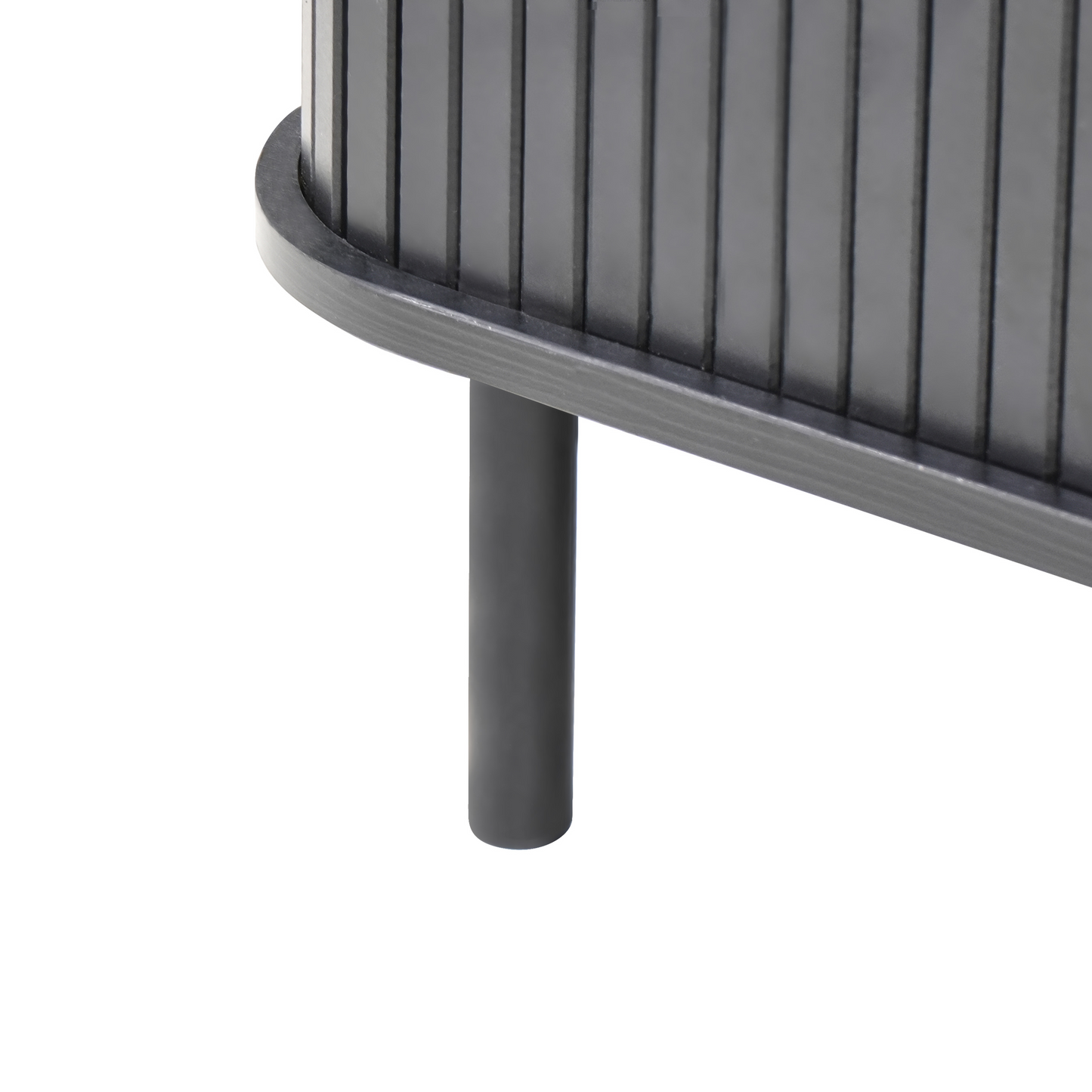NordicNest Coffee Table Black MDF Metal Legs 120x60 Sliding Cabinet