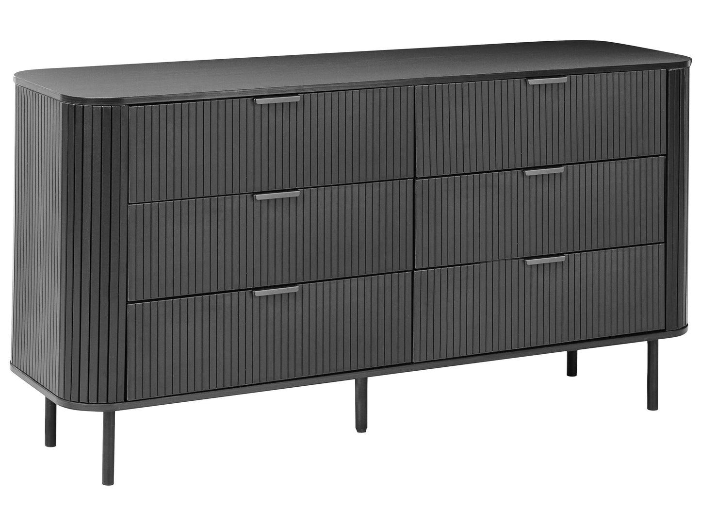 NovaLux Sideboard Black MDF Metal Legs Retro 6 Drawers