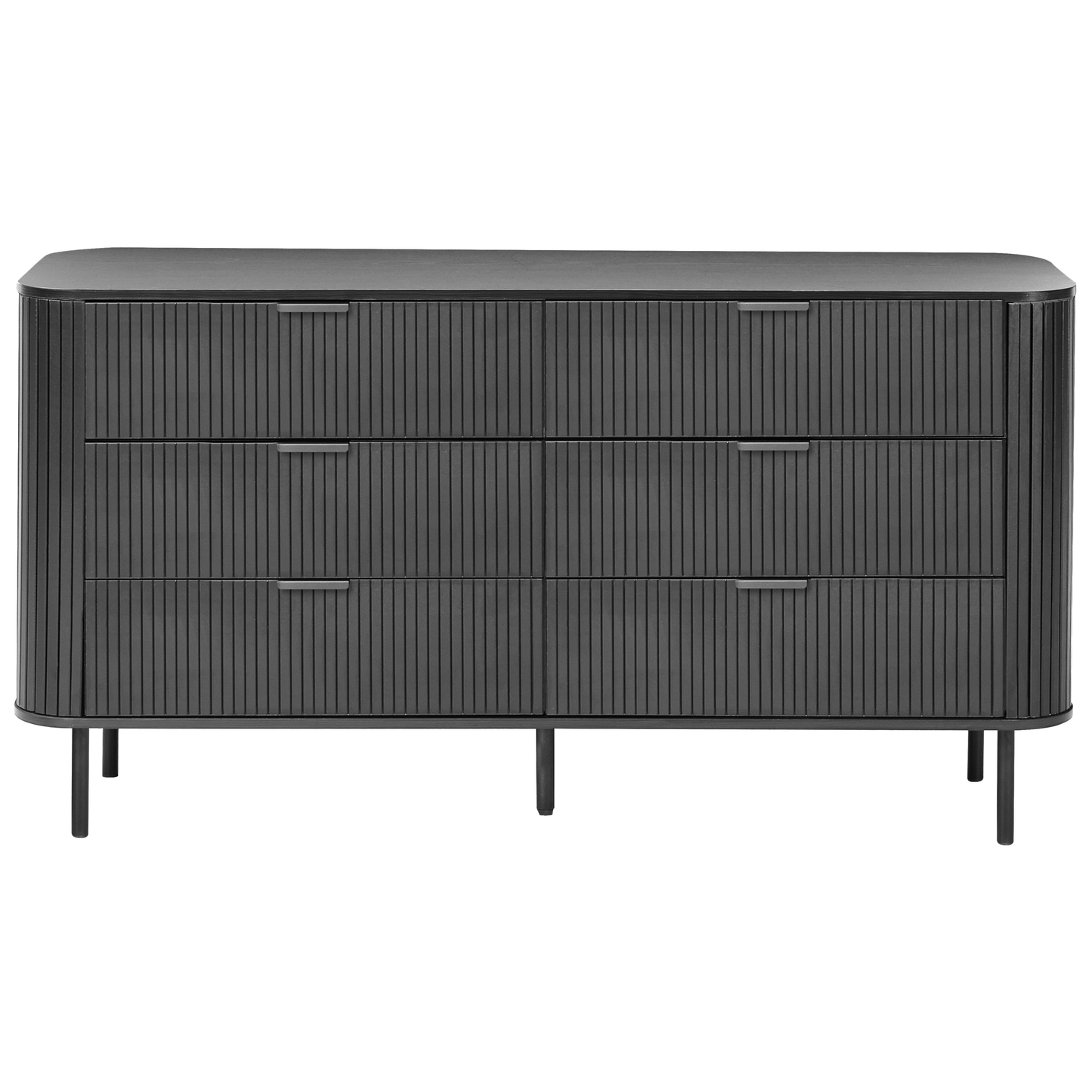 NovaLux Sideboard Black MDF Metal Legs Retro 6 Drawers