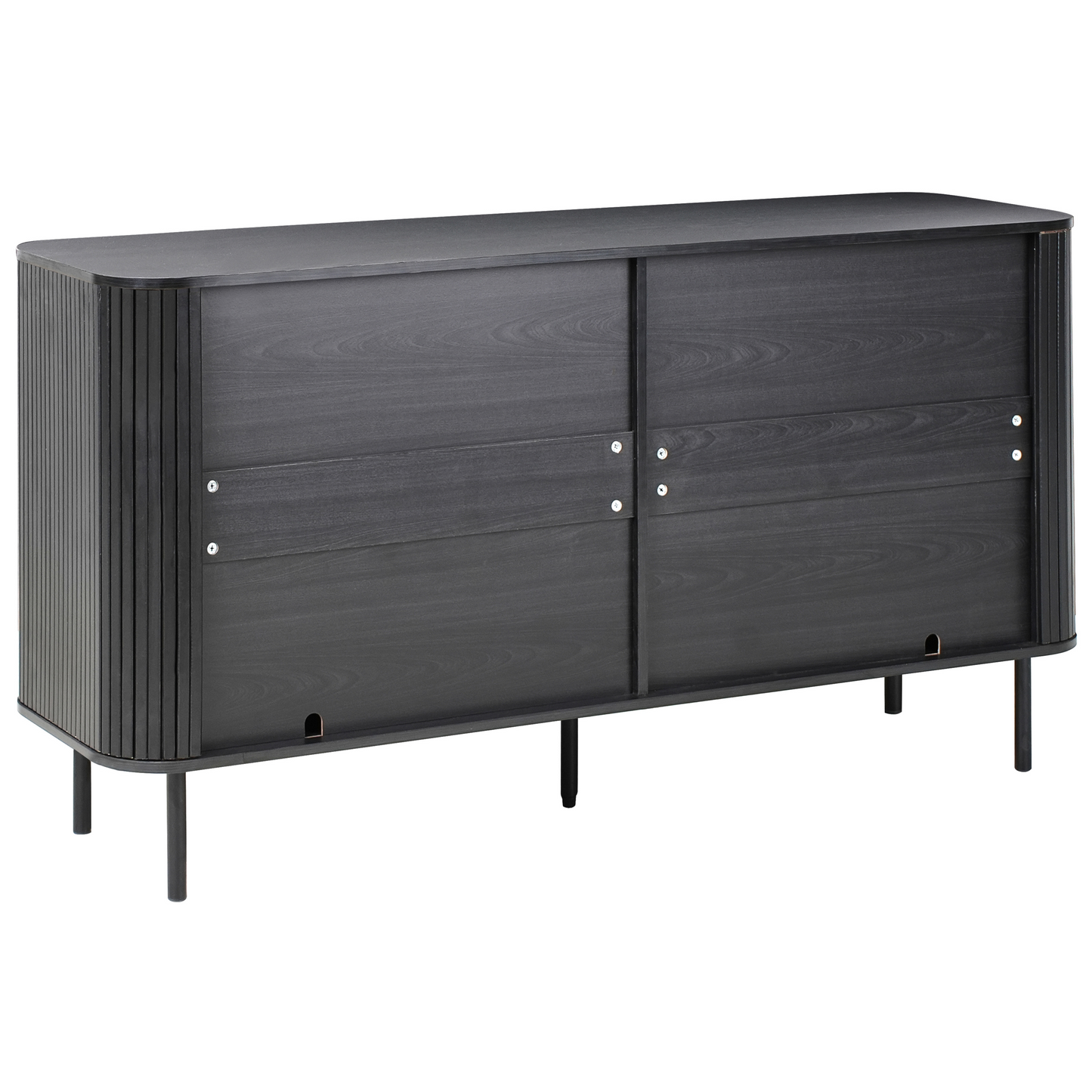 NovaLux Sideboard Black MDF Metal Legs Retro 6 Drawers