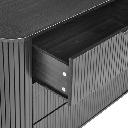 NovaLux Sideboard Black MDF Metal Legs Retro 6 Drawers