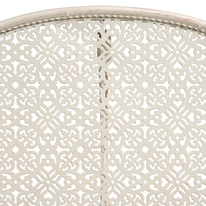 Garden Bistro Table Beige Metal With Iron Frame 80 x 36cm Outdoor Rust Resistant Vintage Style