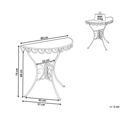 Garden Bistro Table Beige Metal With Iron Frame 80 x 36cm Outdoor Rust Resistant Vintage Style