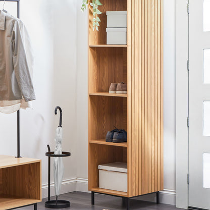 4 Tier Shelving Unit Light Brown Freestanding Open Shelves Modular Dressing Unit For Hallway And Bedroom