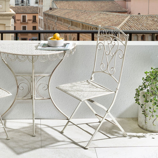 Garden Chairs Set Two Light Beige Folding Vintage Outdoor