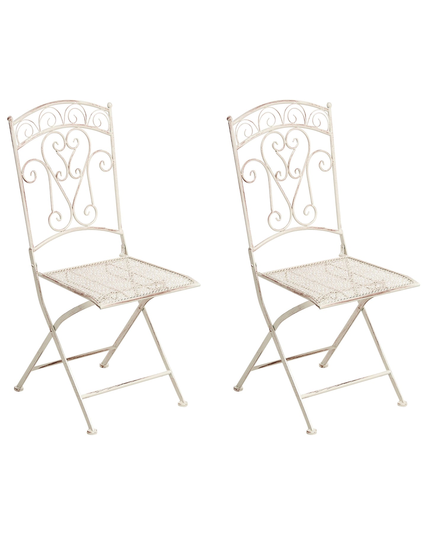 Garden Chairs Set Two Light Beige Folding Vintage Outdoor