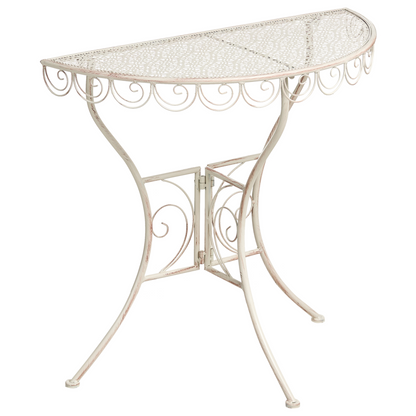 Vintage Bistro Set Outdoor Table And Chairs Light Beige Metal Iron Frame E Coated Rust Resistant