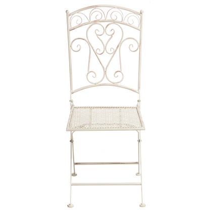 Vintage Bistro Set Outdoor Table And Chairs Light Beige Metal Iron Frame E Coated Rust Resistant