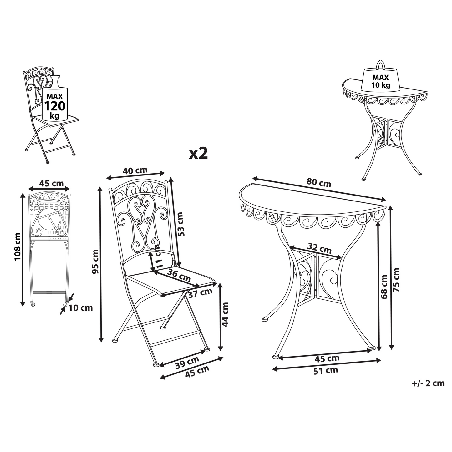 Vintage Bistro Set Outdoor Table And Chairs Light Beige Metal Iron Frame E Coated Rust Resistant