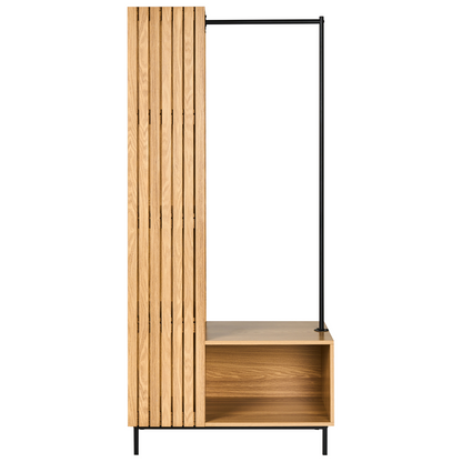 Five Shelf Open Wardrobe Light Brown Wood Veneer Freestanding