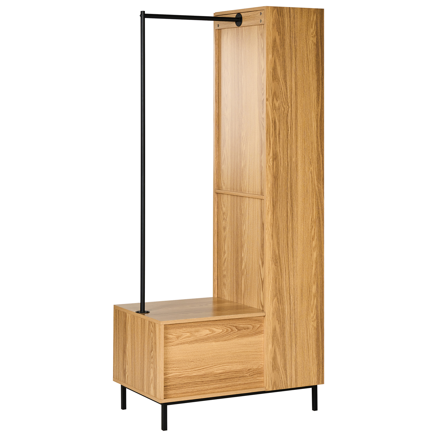 Everhome 9 Shelf Open Wardrobe Light Brown Freestanding Hallway
