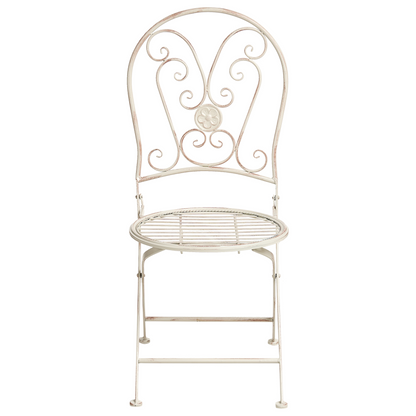 Outdoor Bistro Set Light Beige Metal Iron Frame Vintage Style E Coated Rust Resistant