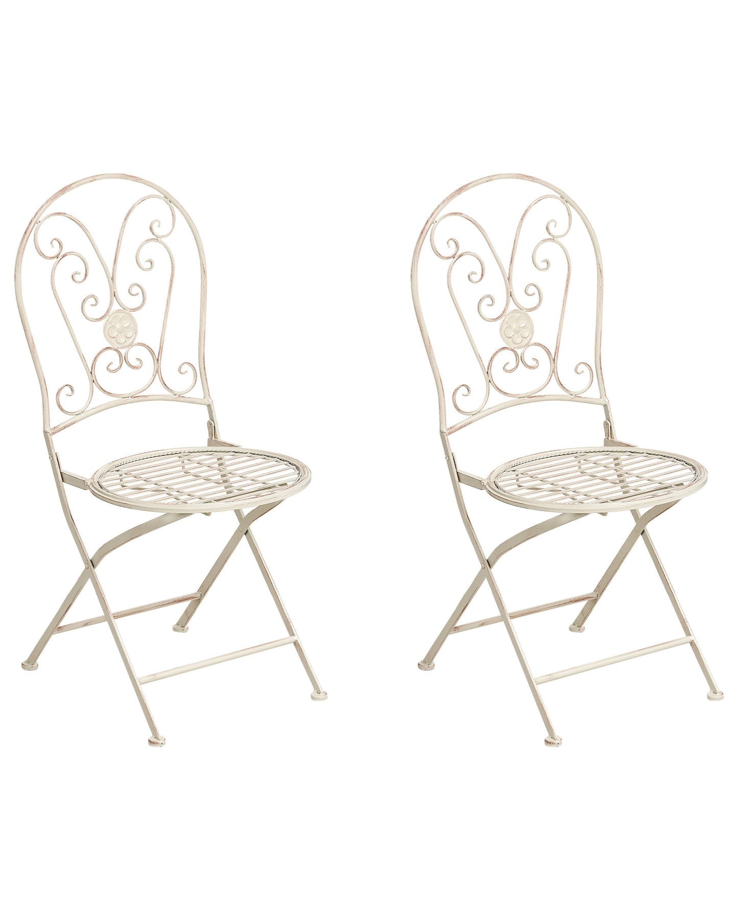 Set Of 2 Vintage Folding Garden Chairs Light Beige