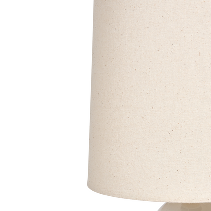 Table Lamp Off White Ceramic Base Linen Shade With Gold Accent