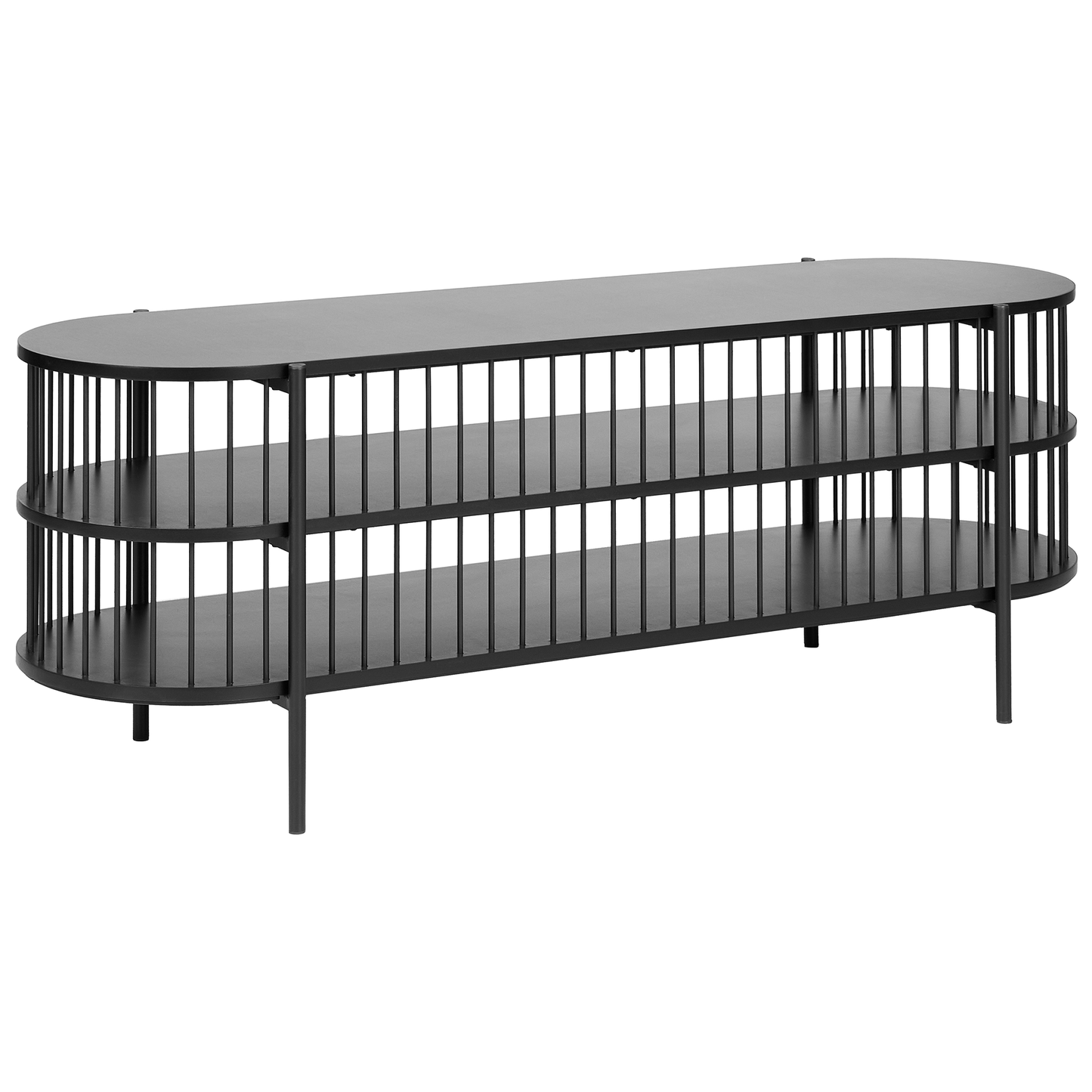 NovaForm TV Stand Black MDF Modern 2 Shelf Low TV Console