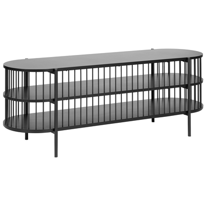 NovaForm TV Stand Black MDF Modern 2 Shelf Low TV Console