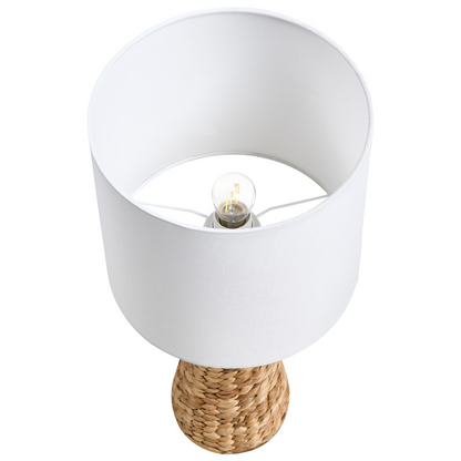 Water Hyacinth Table Lamp With White Fabric Shade