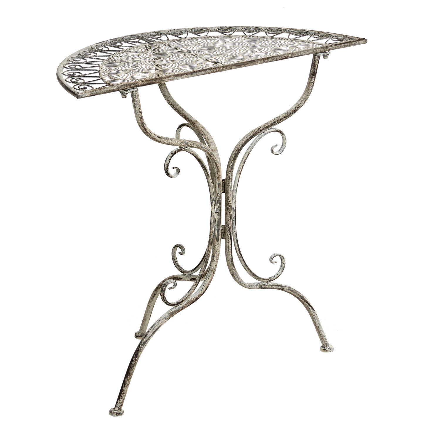 Outdoor Bistro Set Grey Metal Iron Frame Foldable Chairs