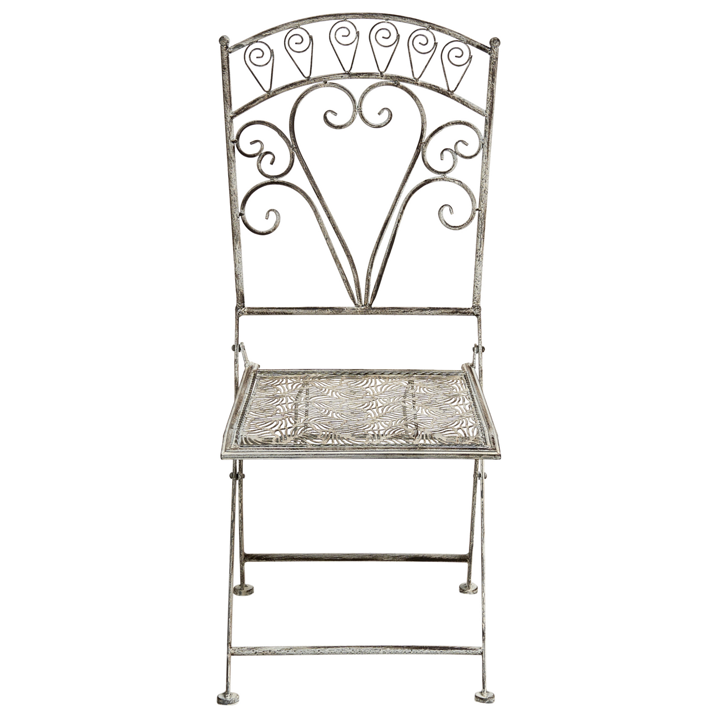 Outdoor Bistro Set Grey Metal Iron Frame Foldable Chairs
