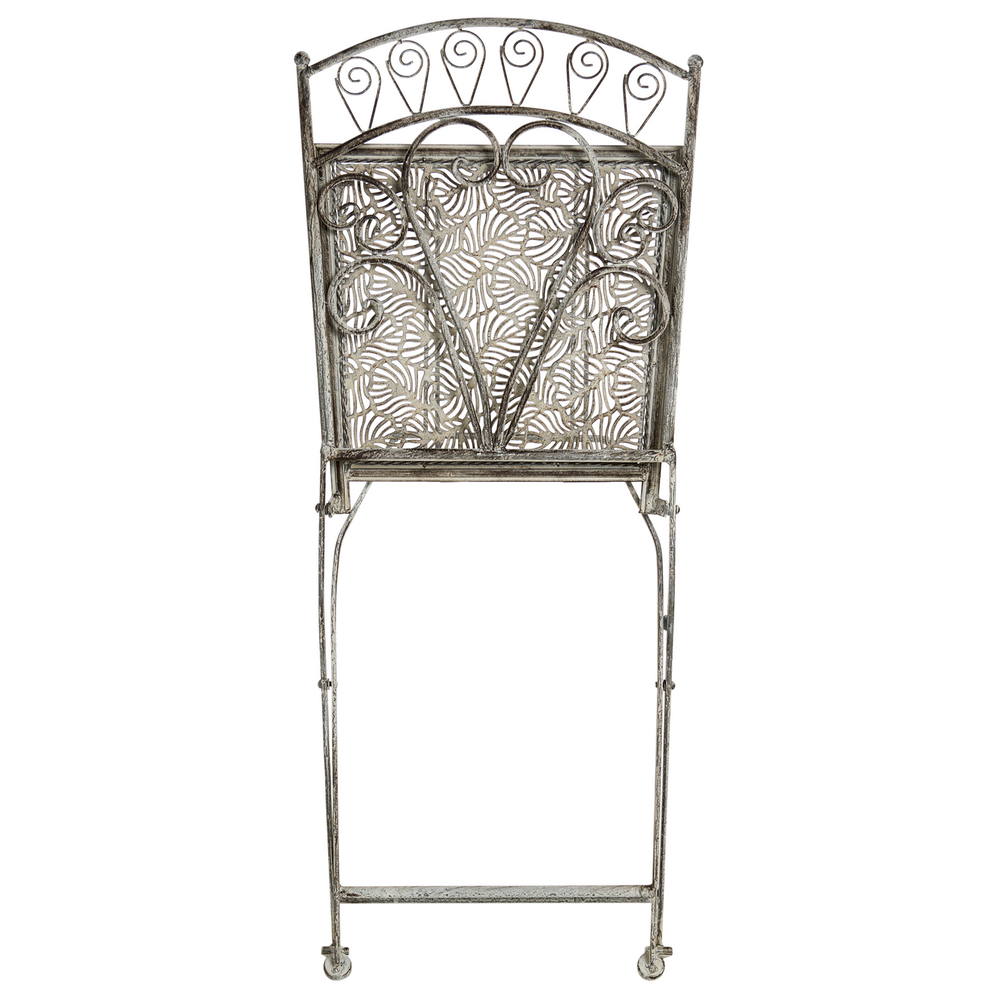 Outdoor Bistro Set Grey Metal Iron Frame Foldable Chairs
