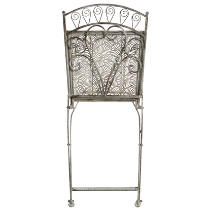Outdoor Bistro Set Grey Metal Iron Frame Foldable Chairs