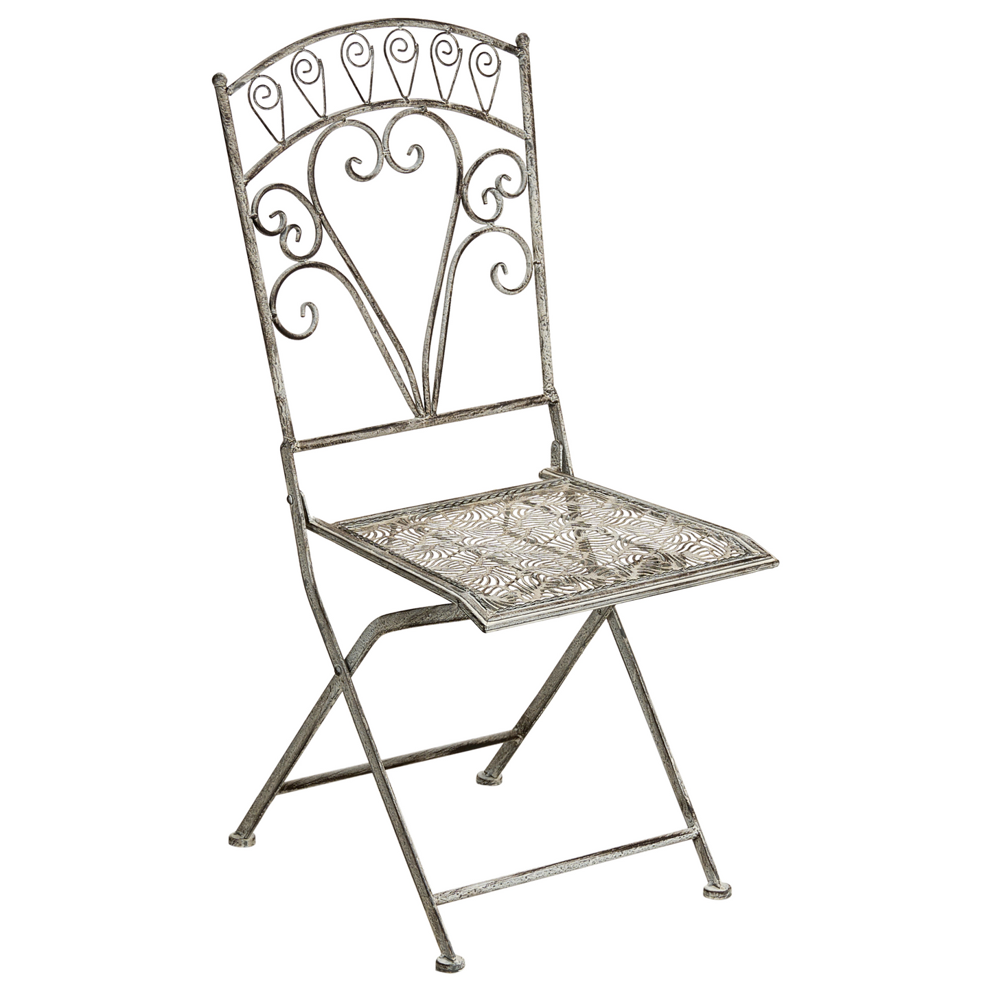 Set Of 2 Vintage Folding Garden Chairs Grey Iron Frame