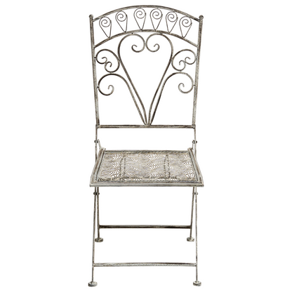 Set Of 2 Vintage Folding Garden Chairs Grey Iron Frame
