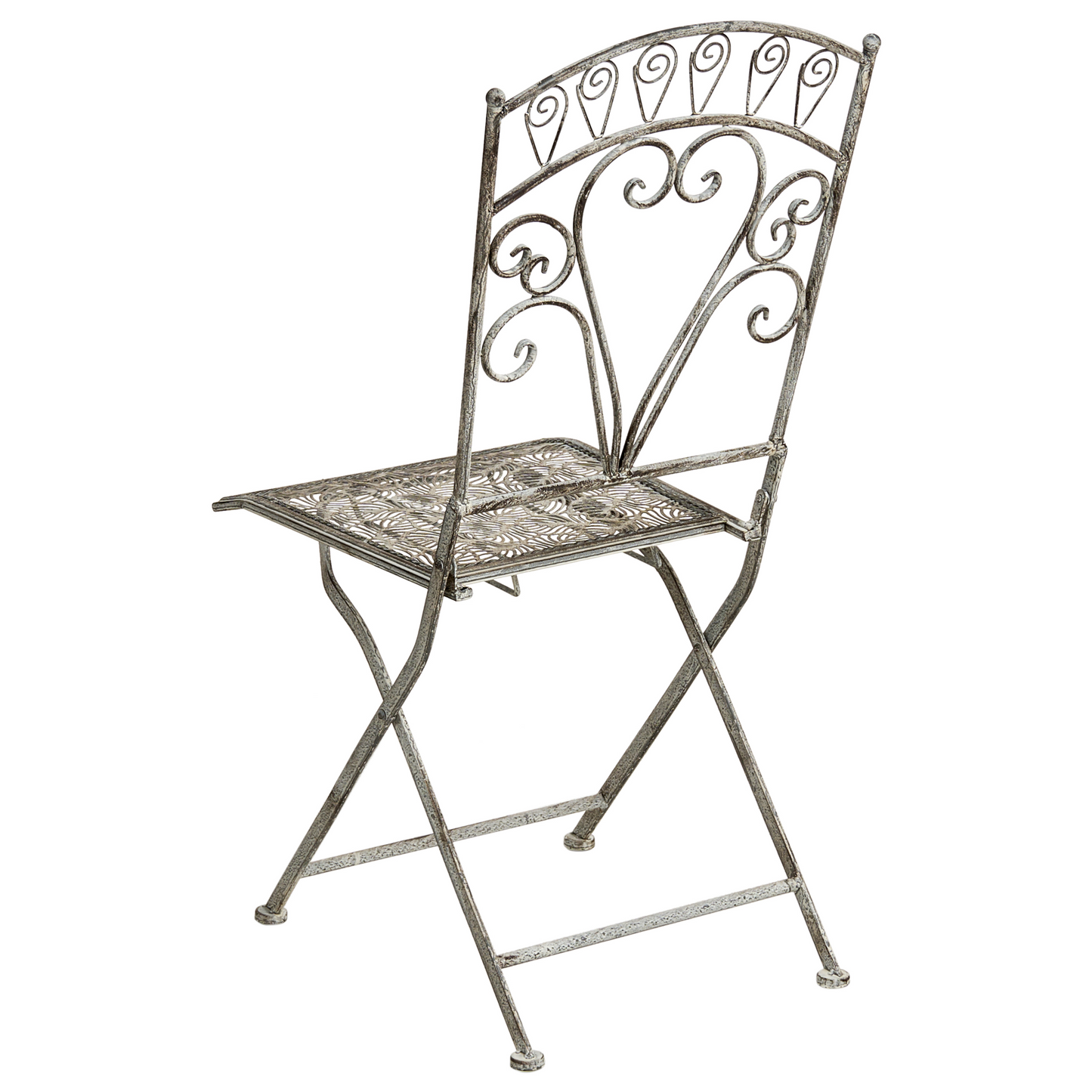Set Of 2 Vintage Folding Garden Chairs Grey Iron Frame