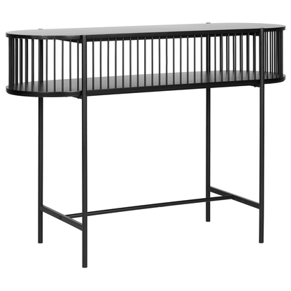 Rustic Black Console Table With One Shelf Cabinet And Industrial Metal Frame 120 x 42cm