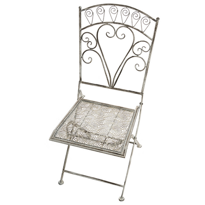 Set Of 2 Vintage Folding Garden Chairs Grey Iron Frame