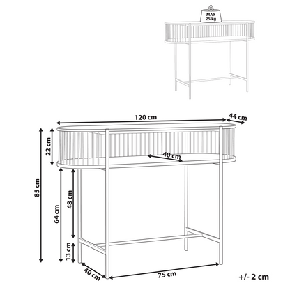 Rustic Black Console Table With One Shelf Cabinet And Industrial Metal Frame 120 x 42cm