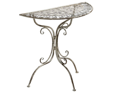 Garden Bistro Grey Metal Outdoor Table 80 x 36cm Vintage Style