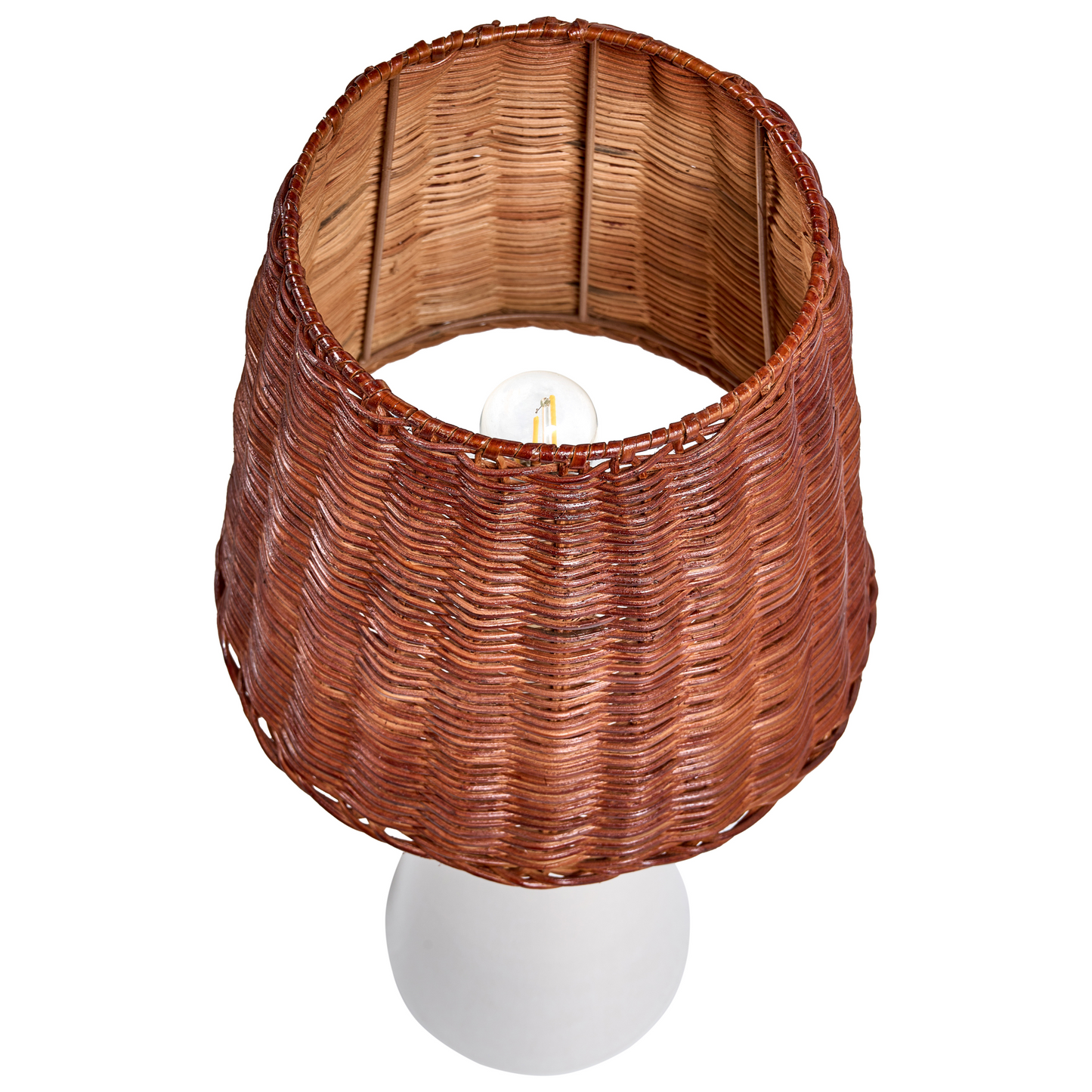White Ceramic Table Lamp With Rattan Shade