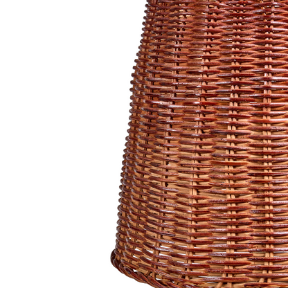 White Ceramic Table Lamp With Rattan Shade