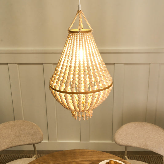 Chandelier Light Brown Rubberwood Beads Boho Style