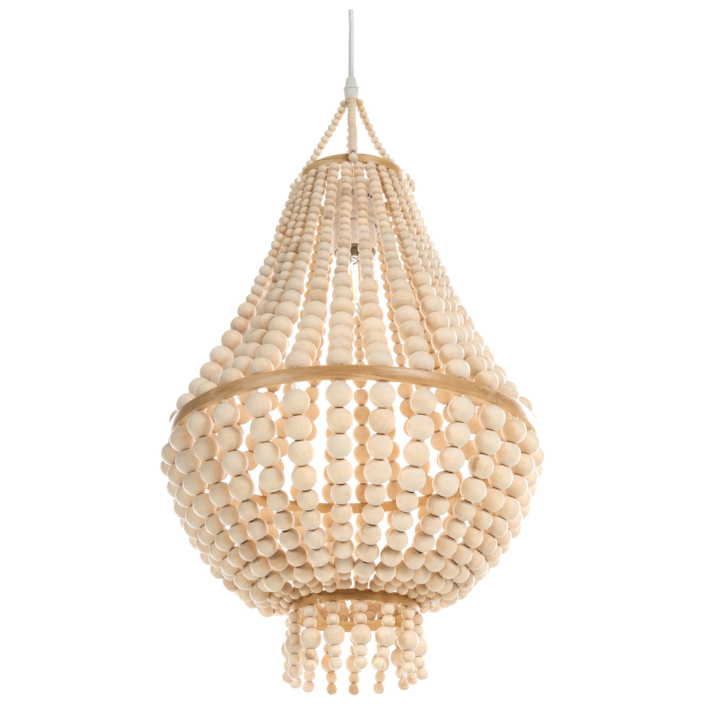 Chandelier Light Brown Rubberwood Beads Boho Style