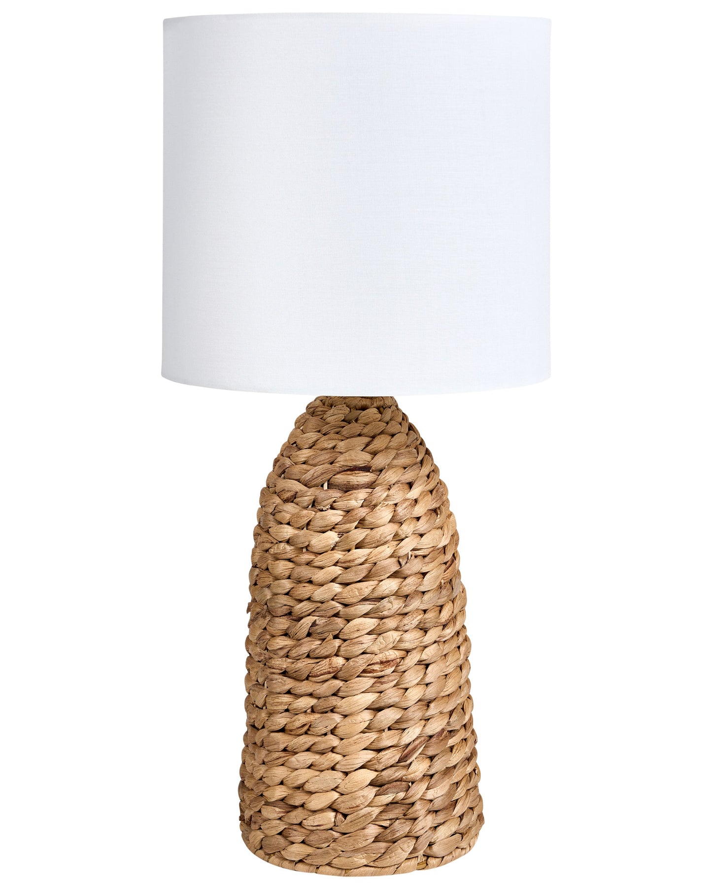 Natural Water Hyacinth Table Lamp With White Shade