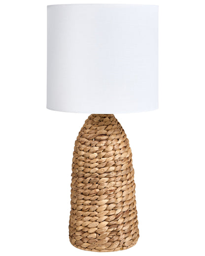 Natural Water Hyacinth Table Lamp With White Shade