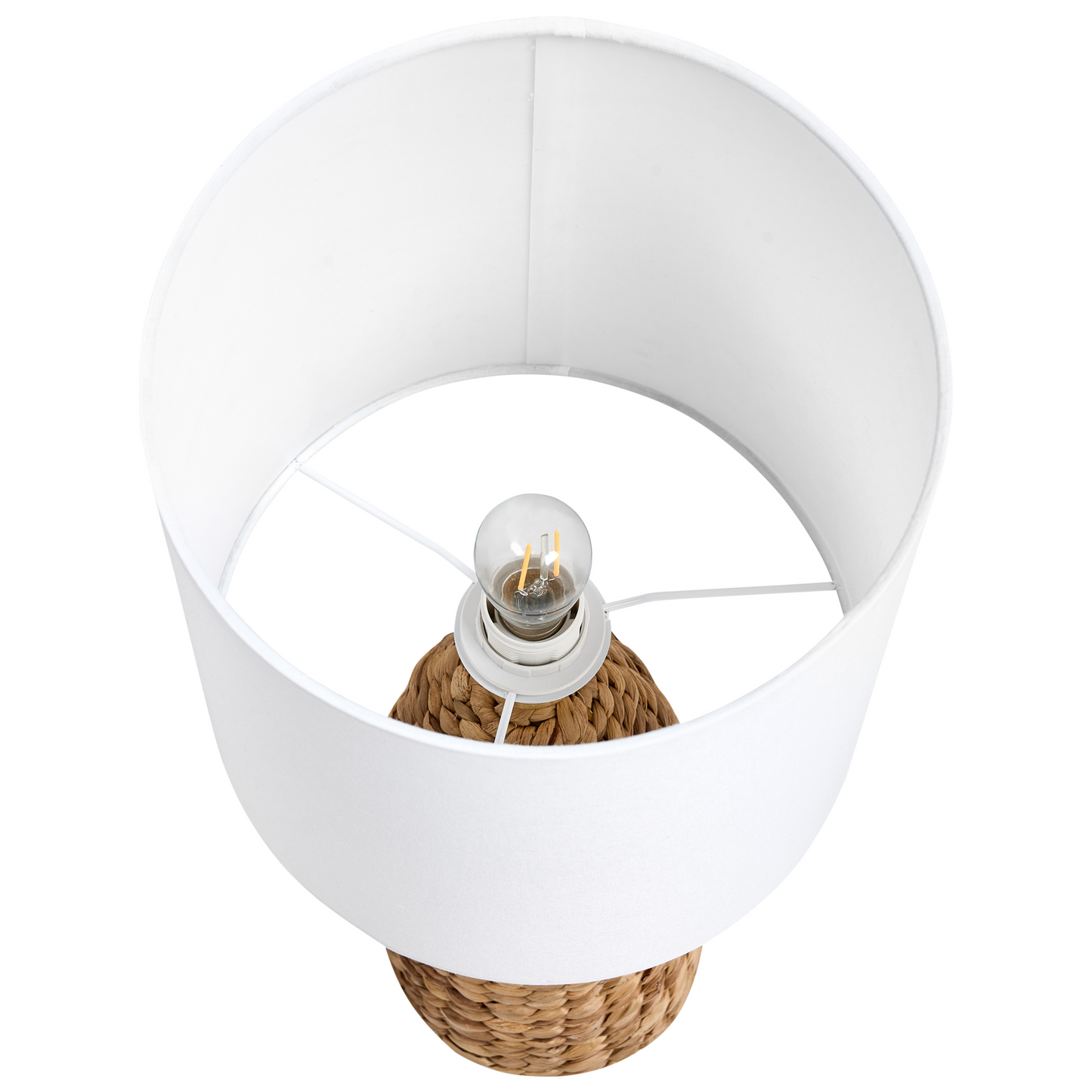 Natural Water Hyacinth Table Lamp With White Shade