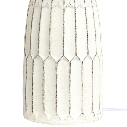 Off White Ceramic Base Table Lamp With Linen Shade For Bedside Hallway And Lounge